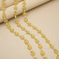 Brass Flower Rhinestone Cup Chain | Size : 1m | BC1004