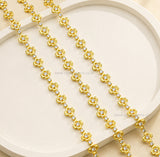 Brass Clover Floral Rhinestone Cup Chain | Size : 1m | BC1008