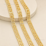 Brass Triple-Row Lattice Pattern Rhinestone Cup Chain | Size : 1m | BC1012