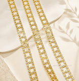 Brass Double-Row Hourglass Lattice Rhinestone Cup Chain | Size : 1m | BC1013