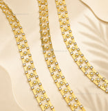 Brass Double-Row Floral Lattice Rhinestone Cup Chain | Size : 1m | BC1014