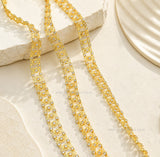 Brass Double-Row Geometric Square Lattice Rhinestone Cup Chain | Size : 1m | BC1015