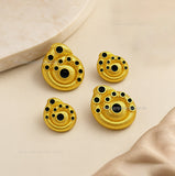 Spiral Shell Shank Button with Black Enamel Accents with Loop
