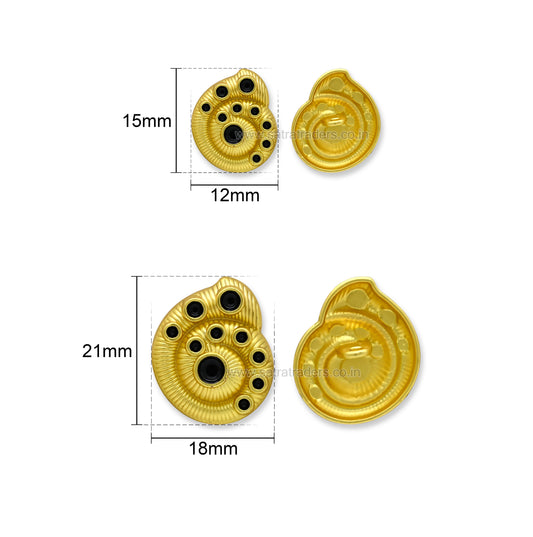 Spiral Shell Shank Button with Black Enamel Accents with Loop