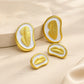 Organic Leaf Shank Button with White Enamel Trim with Loop