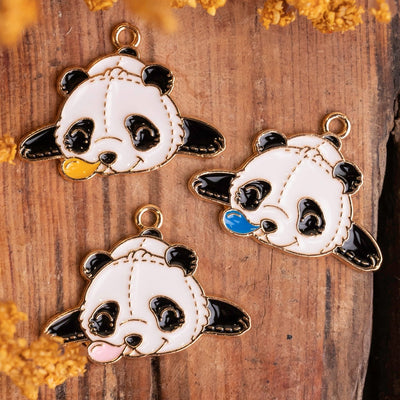Panda Enamel Charms Pendants | size 30mm Ring 4mm | 6Pcs