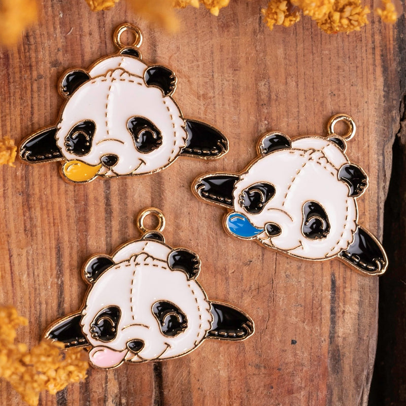 Panda Enamel Charms Pendants | size 30mm Ring 4mm | 6Pcs