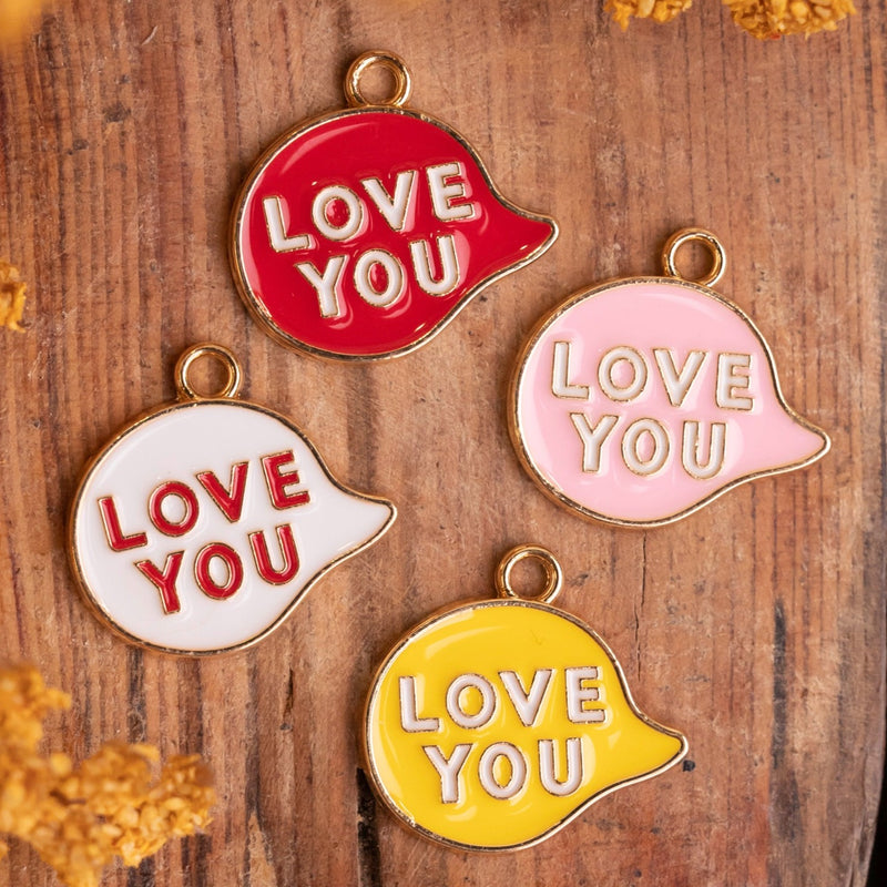 Love You Charms | Size : 20mm Ring 4mm | 6Pcs