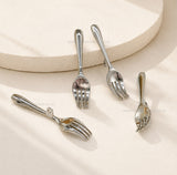 Silver Miniature Dinner Fork Charm with Loop | Qty : 5pcs