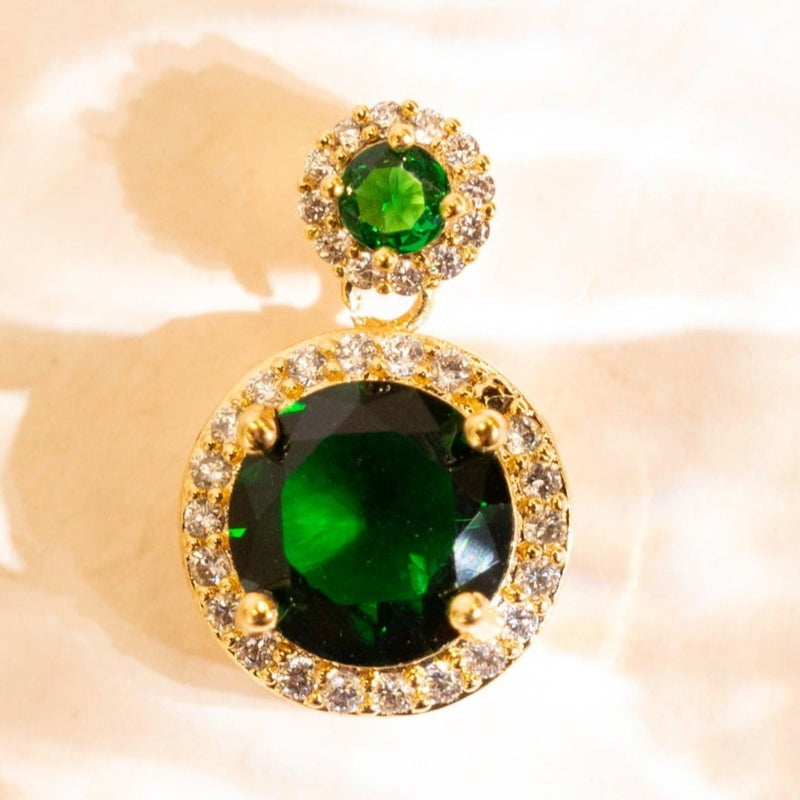 Round Emerald Charm Anti-Tarnish | Size : 15mm | 1PC