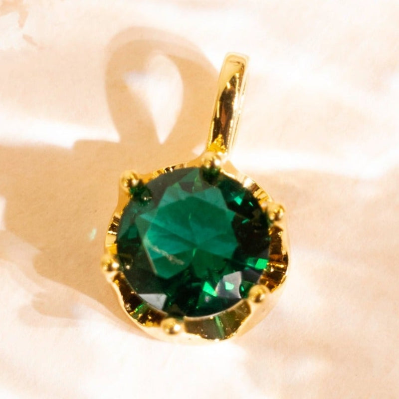 Round Emerald Diamond Charm | Size : 12mm | 1pc