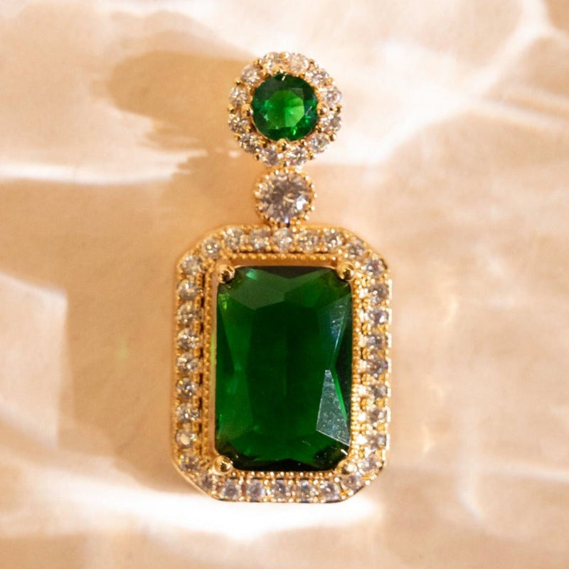 Green Gemstone Charm Anti-Tarnish | Size : 14mm | 1PC