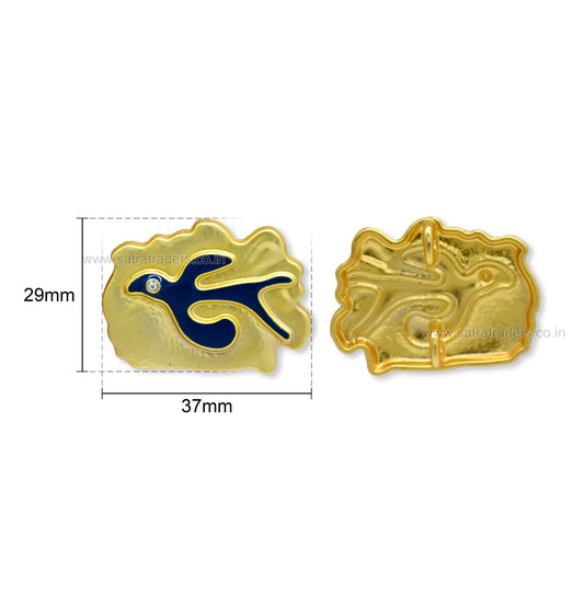 Enamel Flying Bird Plaque Button with 2 Loop | Qty : 2pcs