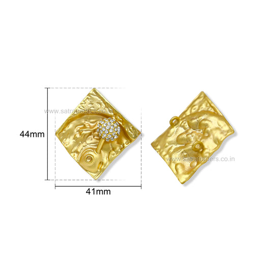 Molten Diamond Plate Shank Button with Loop | Qty : 2pcs | G-1-26