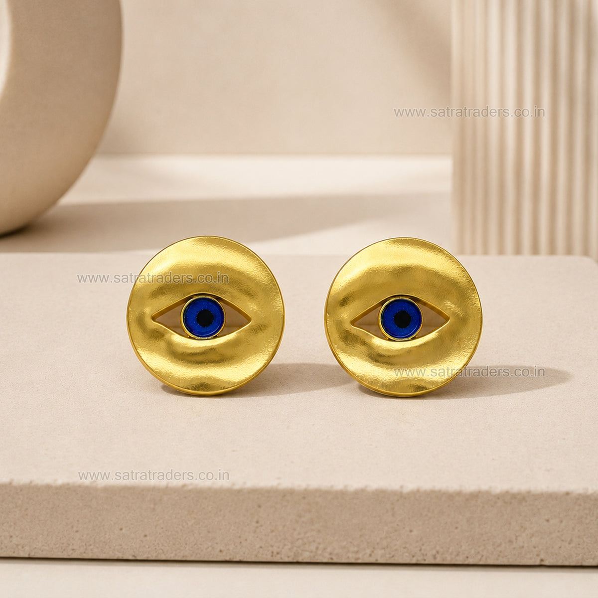 Evil Eye Disc Shank Button with Loop | Qty : 2pcs | G-1-25