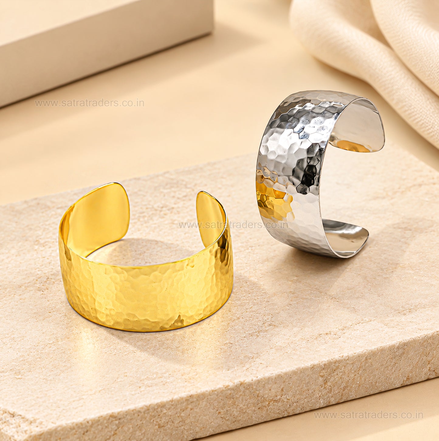 Hammered Statement Broad Brass Kada | 1pc | K122