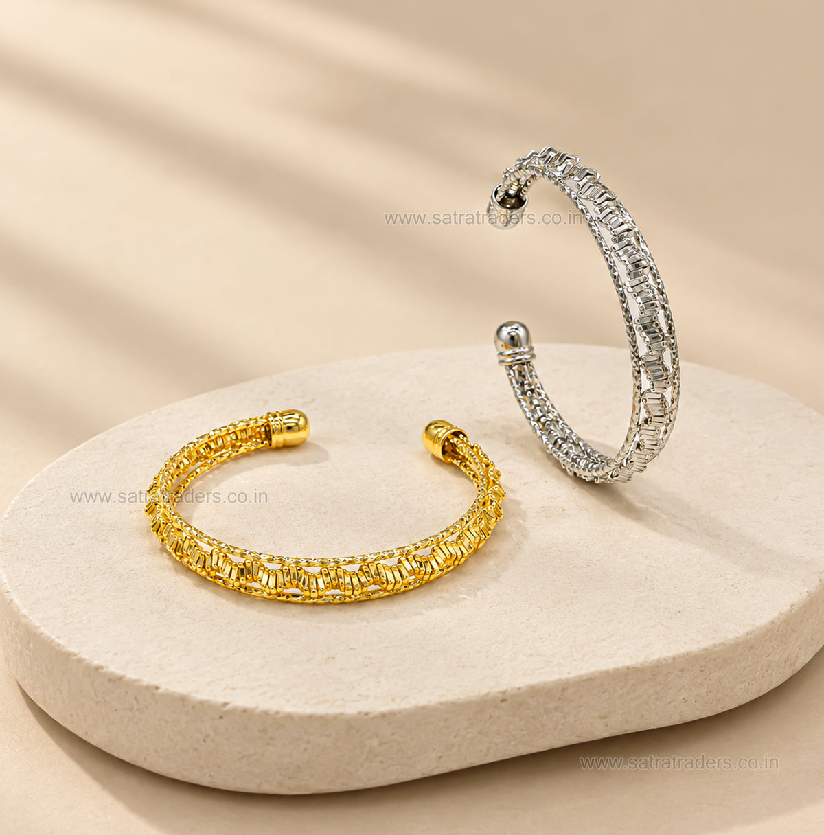 Ball-End Faceted Pave Brass Kada | 1pc | K125