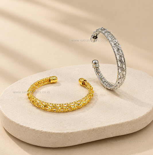 Ball-End Faceted Pave Brass Kada | 1pc | K125