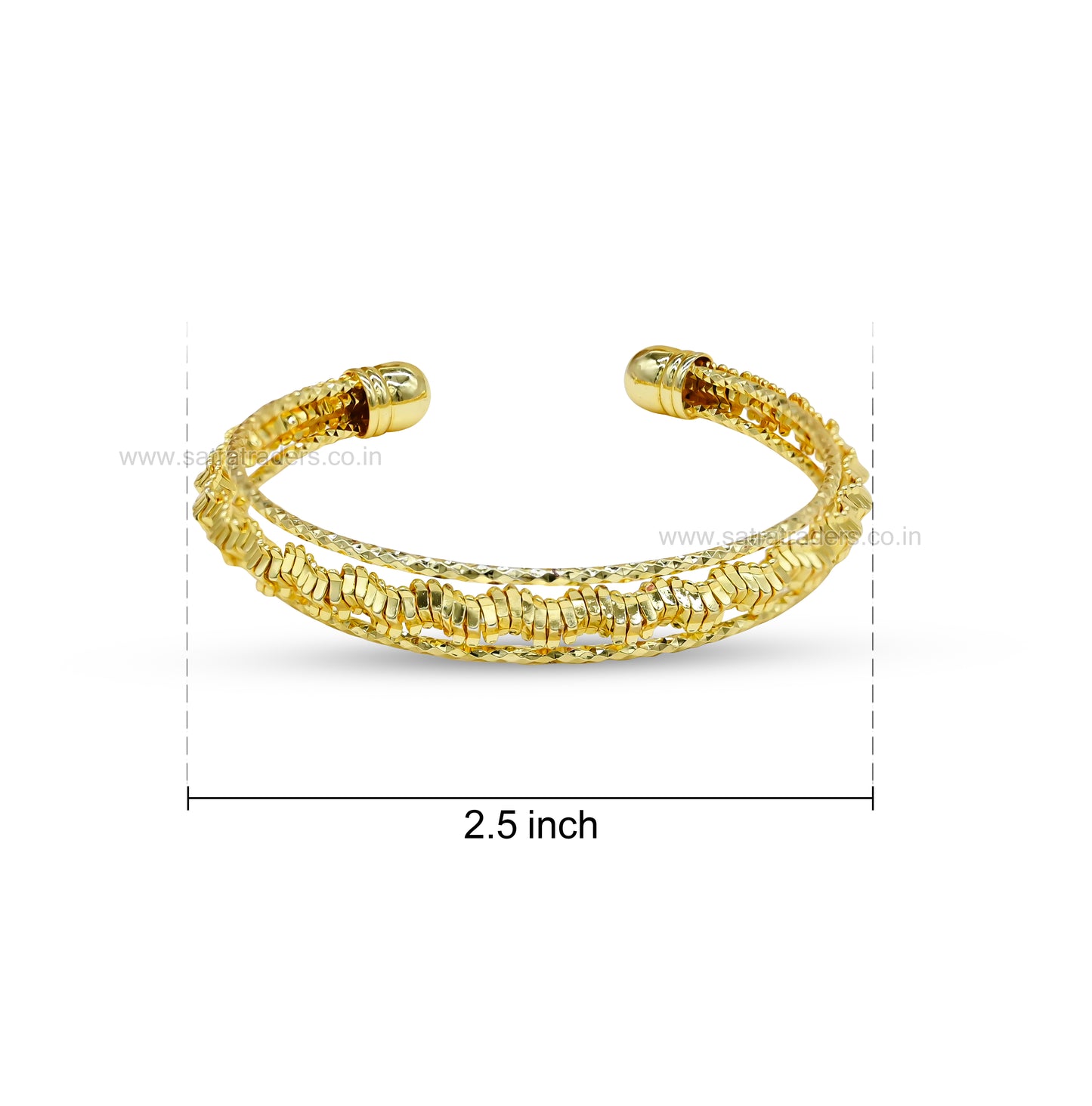 Ball-End Faceted Pave Brass Kada | 1pc | K125
