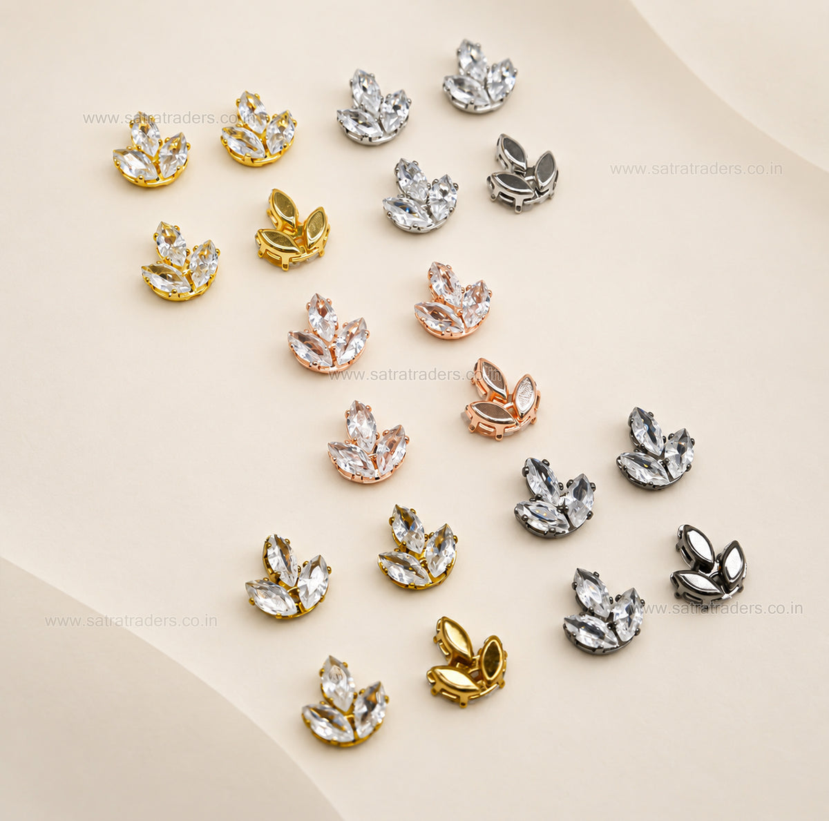 3-Stone Marquise CZ Crystal Charms | Size : 9*9mm | Qty : 10pcs | BC28