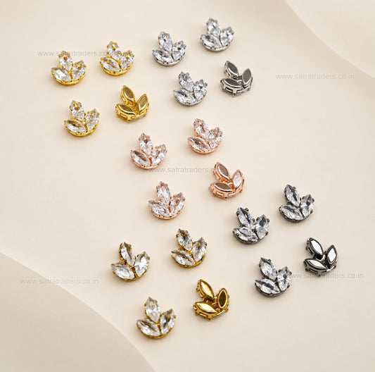 3-Stone Marquise CZ Crystal Charms | Size : 9*9mm | Qty : 10pcs | BC28