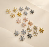 CZ Crystal Flower 1 Loop Brass Charms | Size : 17*13mm | Qty : 10pcs | BC30