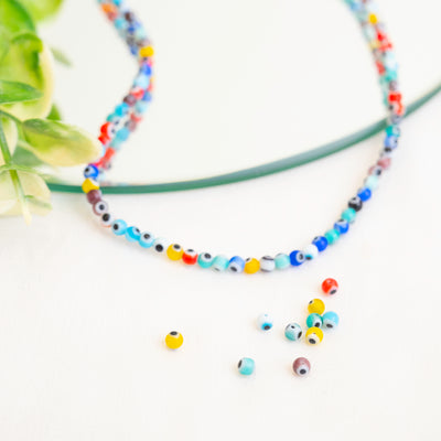 Evil Eye Glass Beads ( 1 String 100pcs) | Size-4mm