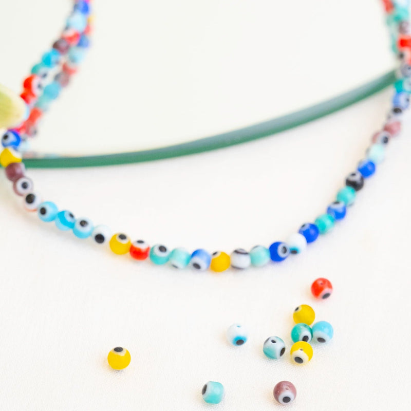 Evil Eye Glass Beads ( 1 String 100pcs) | Size-4mm