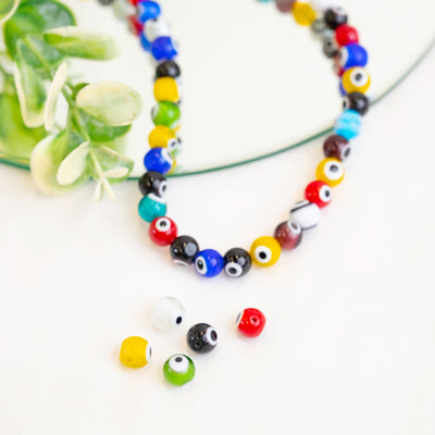Evil Eye Glass Beads ( 1 String 37pcs) | Size-10mm