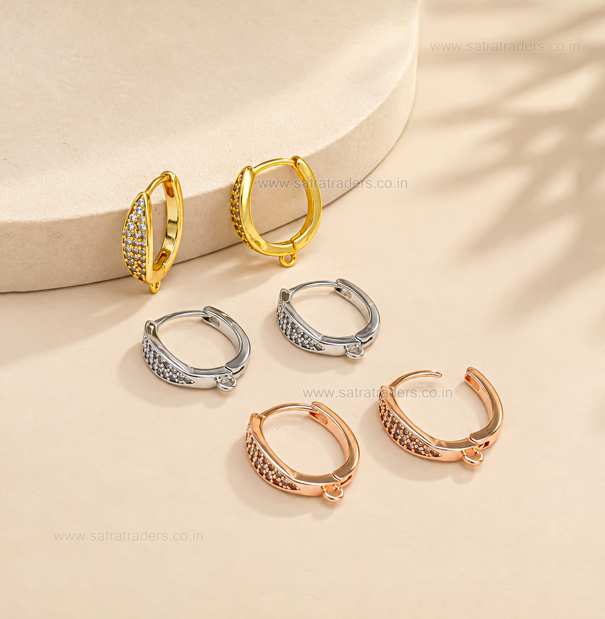 Pave CZ Crystal Huggie Hoop Earring | Size : 16*13mm | Qty : 2pcs-1pair | EF104