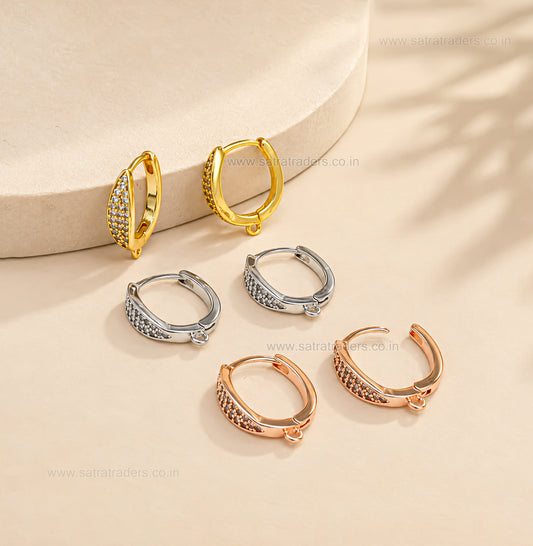 Pave CZ Crystal Huggie Hoop Earring | Size : 16*13mm | Qty : 2pcs-1pair | EF104