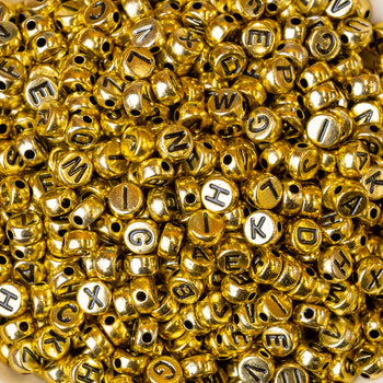 Round Alphabet Plastic Beads | Size : 7mm