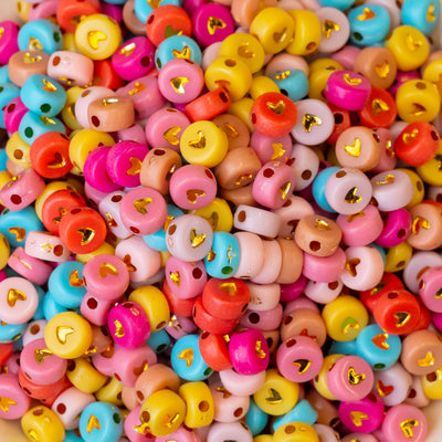Multicolour Heart Pastel Plastic Beads | Size : 7mm