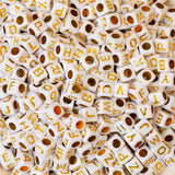 White Square Alphabet Plastic Beads | Size : 6mm | PB114