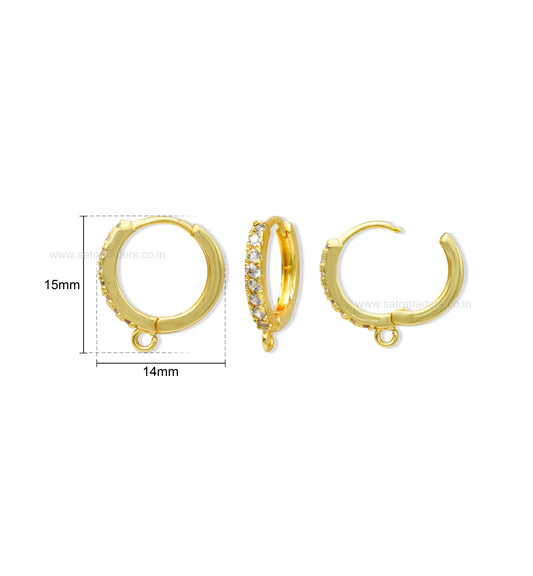 Floral CZ Crystal Huggie Hoop Earring | Size : 15*15mm | Qty : 2pcs-1pair | EF101