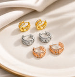 Double Row Pave CZ Huggie Hoop Earring | Size : 17*17mm | Qty : 2pcs-1pair | EF103