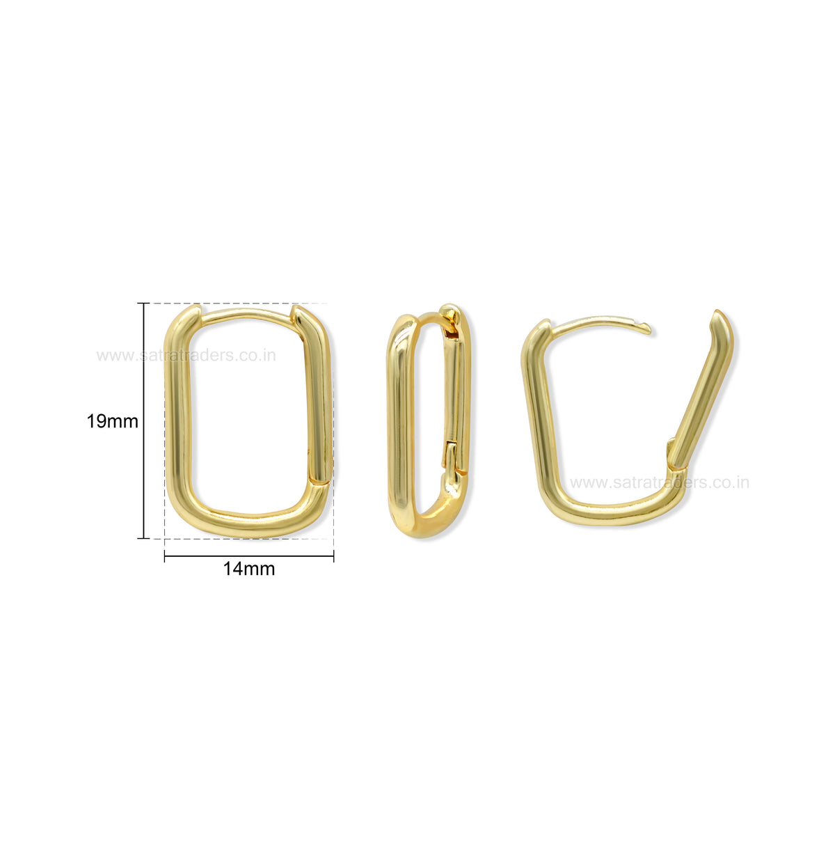 Rectangle Huggie Hoop Earrings | Size : 19*14mm | Qty : 2pcs-1pair | EF95
