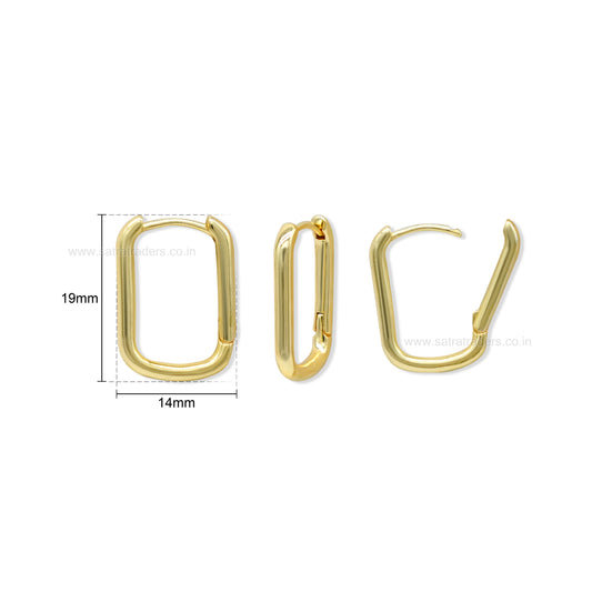 Rectangle Huggie Hoop Earrings | Size : 19*14mm | Qty : 2pcs-1pair | EF95
