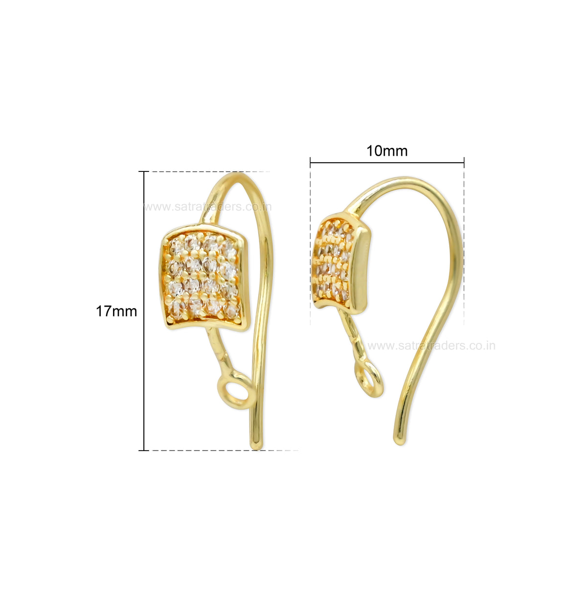 Pave CZ Shield French Earring Hooks | Size : 17*10mm | Qty : 2pcs-1pair | EF102