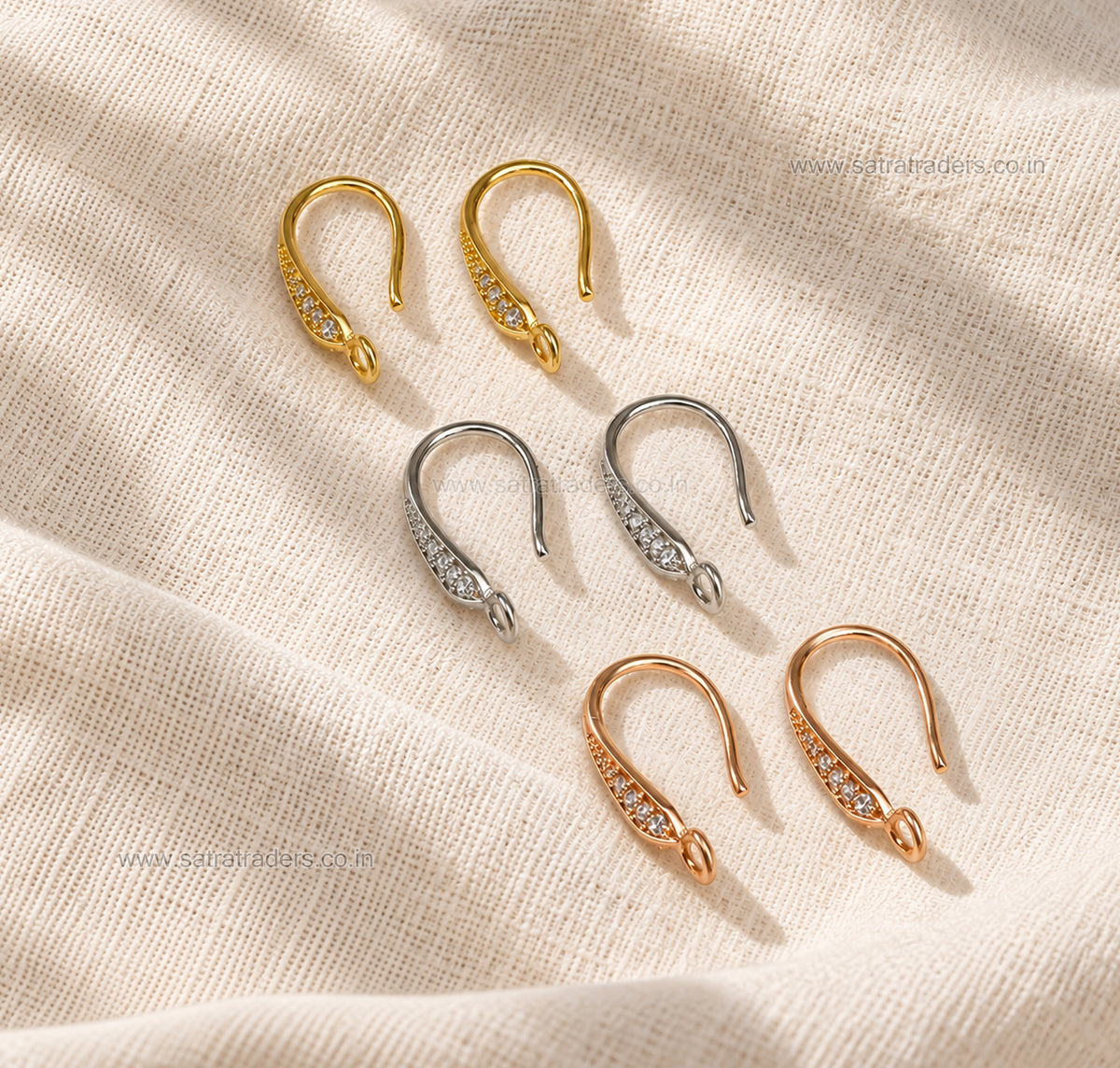 Pave CZ Crystal French Earring Hooks | Size : 15*7mm | Qty : 2pcs-1pair | EF96