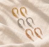 Pave CZ Crystal French Earring Hooks | Size : 15*7mm | Qty : 2pcs-1pair | EF96