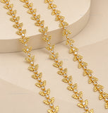 Brass Butterfly Rosary Beaded Link Rhinestone Cup Chain | Size : 1m | BC1018