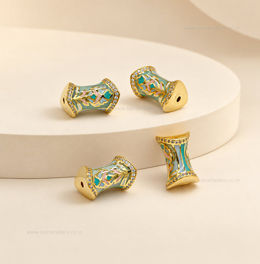 18k Gold Plated Enameled Brass Bead | Size : 16mm | Qty : 1pc | BC33