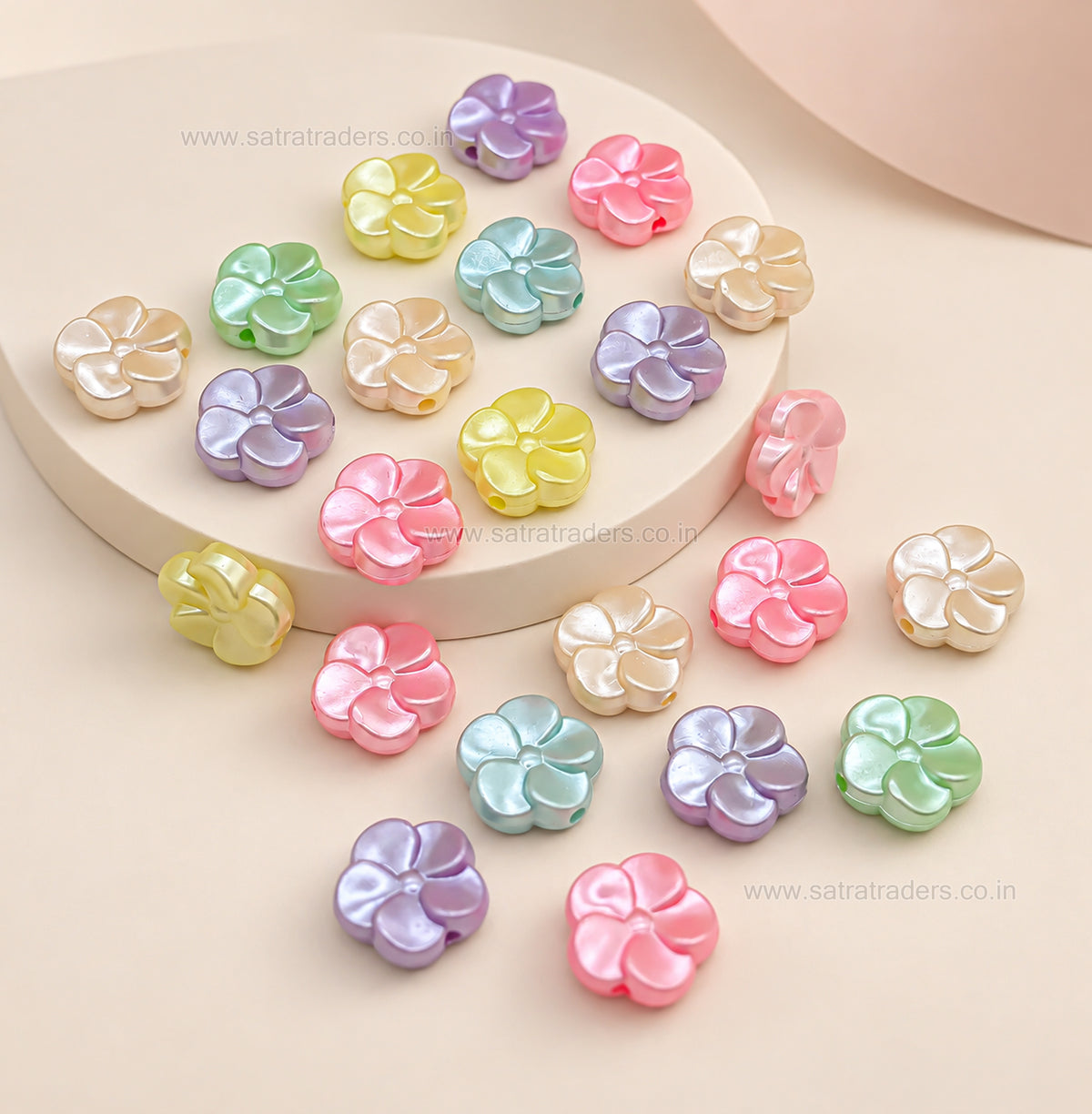 Pastel Acrylic Flower Beads | Size : 19mm | PB51
