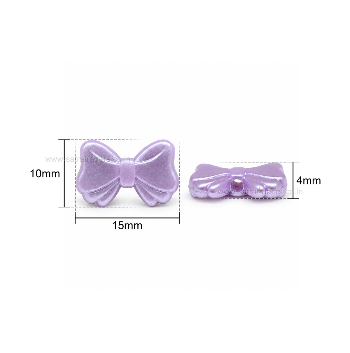 Pastel Acrylic Bow Beads | Size : 10mm | PB52