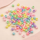 Assorted Pastel Acrylic Ribbed Barrel Beads | Size : 7mm | PB53