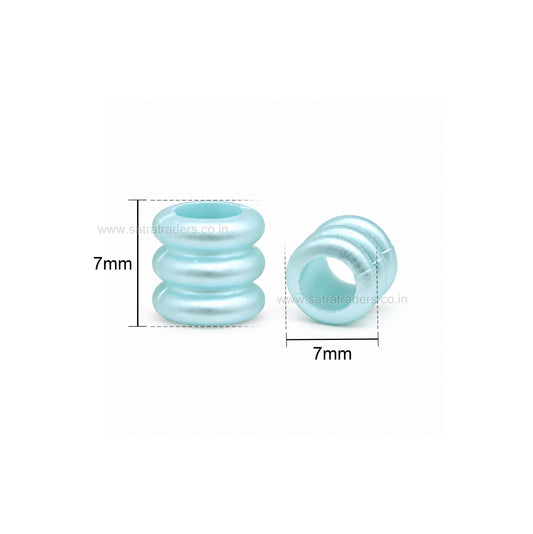 Pastel Acrylic Ribbed Barrel Beads | Size : 7mm | PB53