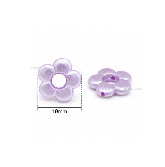 Pastel Acrylic Hollow Center Flower Beads | Size : 19mm | PB54