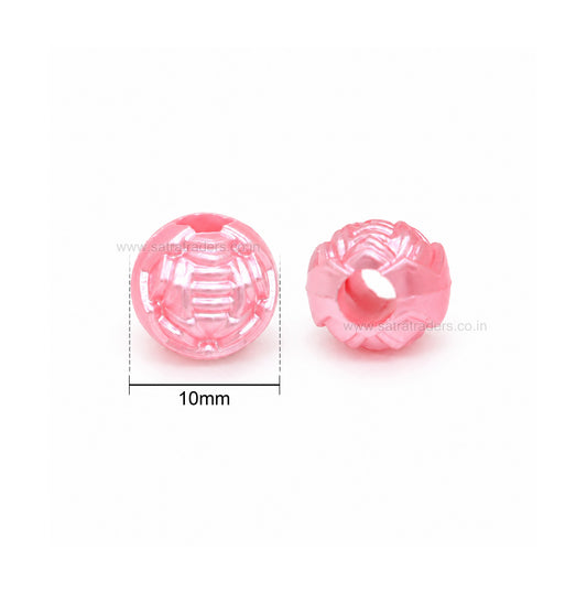 Pastel Acrylic Carved Ball Beads | Size : 10mm | PB55