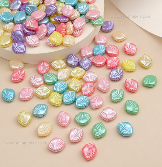 Pastel Acrylic Seashell Beads | Size : 10mm | PB58